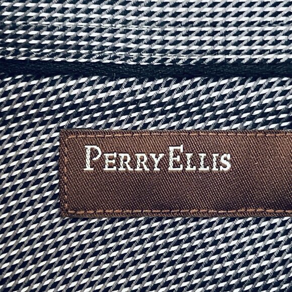 Perry Ellis Men's Black Grey Long Sleeve Shirt Size Large Regular Fit Button NWT - Picture 9 of 12